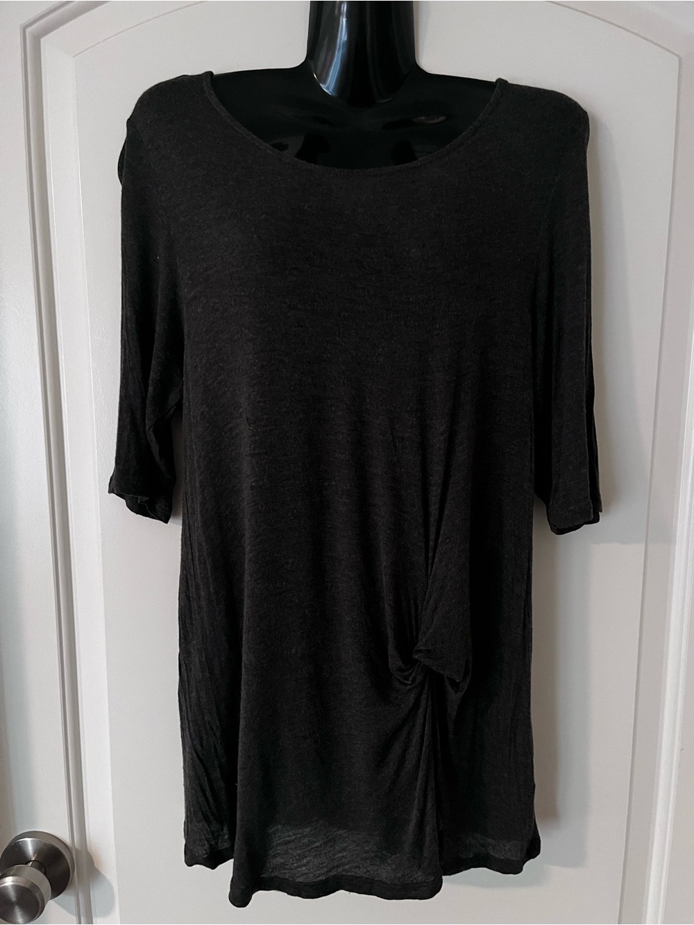 14th & Union Dark Green Short-Sleeve Knot-Front Top